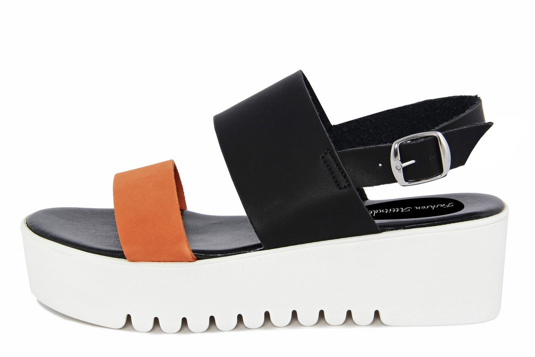 Sandali platform Donna in Pelle Arancio