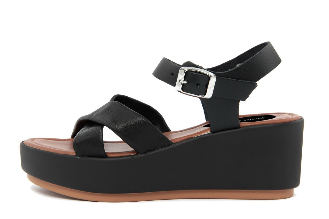 Sandalo con zeppa Donna colore Nero