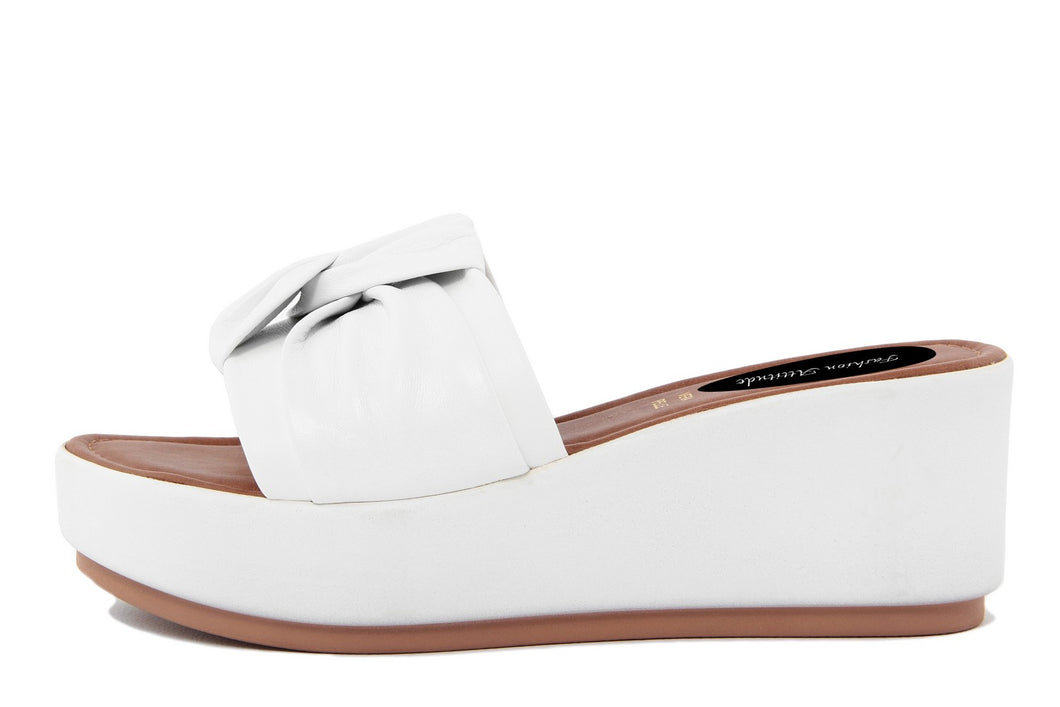 Sandalo con zeppa Donna colore Bianco