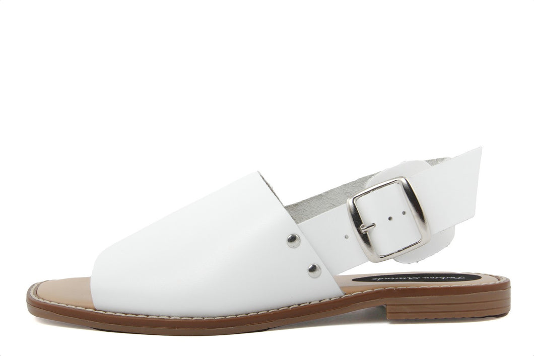 Sandalo flat in vera pelle Made in Italy Donna colore Bianco