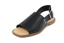 Carica l&#39;immagine nel visualizzatore di Gallery, Sandalo flat in vera pelle Made in Italy Donna colore Nero
