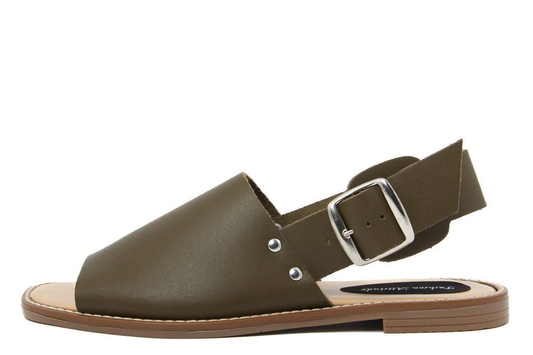 Sandalo flat in vera pelle Made in Italy Donna colore Verde