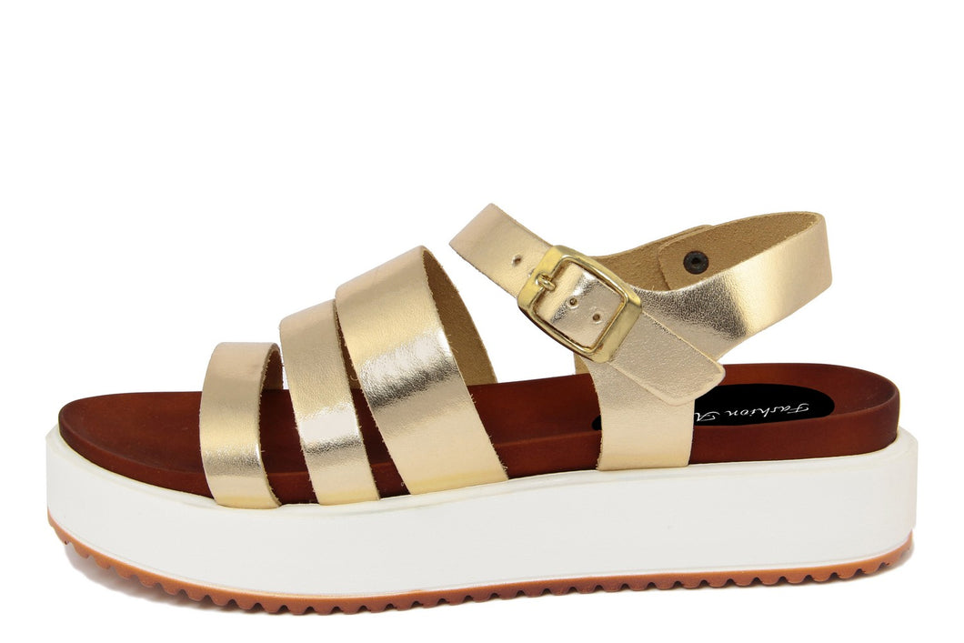 Sandali platform Donna in Pelle Dorato