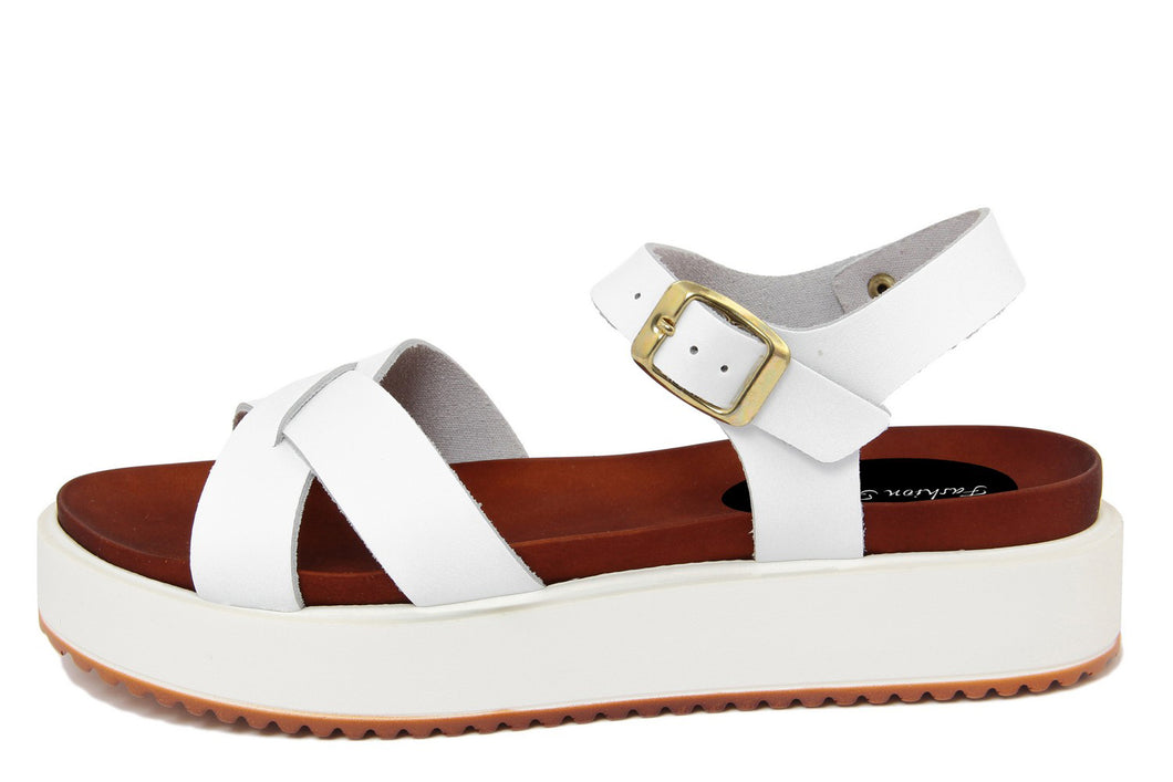 Sandali platform Donna in Pelle Bianco