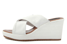 Carica l&#39;immagine nel visualizzatore di Gallery, Sandalo con zeppa vera pelle Made in Italy Donna colore Bianco
