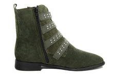 Carica l&#39;immagine nel visualizzatore di Gallery, Stivaletto biker Donna in Pelle Verde
