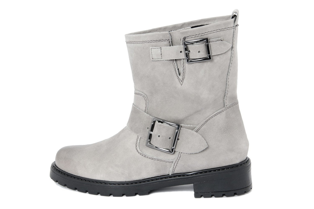 Stivaletto biker Donna in Pelle Grigio