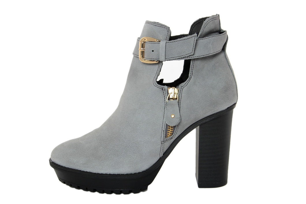 Stivaletto con tacco Donna in Pelle Grigio