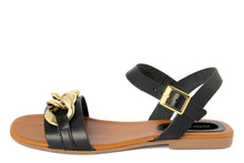 Carica l&#39;immagine nel visualizzatore di Gallery, Sandali flat Donna colore Nero

