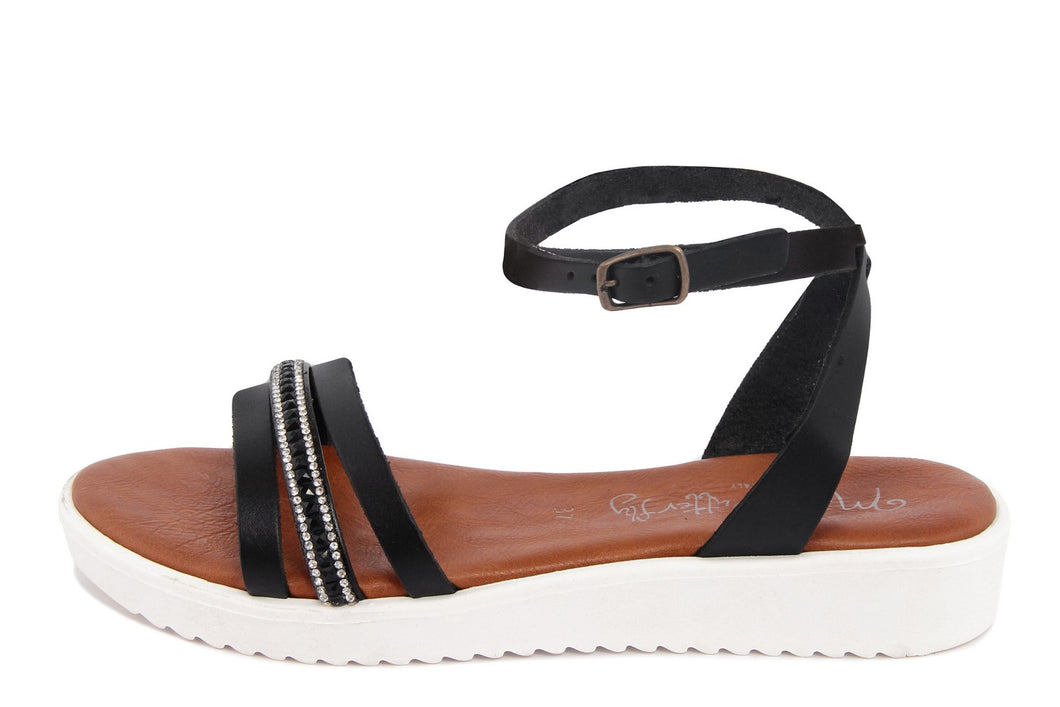 Sandalo Donna platform in pelle Nero
