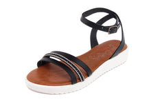 Carica l&#39;immagine nel visualizzatore di Gallery, Sandalo Donna platform in pelle Nero
