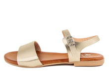 Carica l&#39;immagine nel visualizzatore di Gallery, Sandali flat Donna in Pelle Dorato
