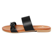 Carica l&#39;immagine nel visualizzatore di Gallery, Sandali flat Donna in Pelle Nero

