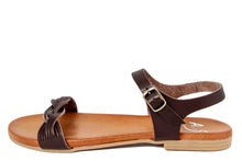 Carica l&#39;immagine nel visualizzatore di Gallery, Sandali flat Donna in Pelle Marrone

