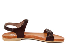 Carica l&#39;immagine nel visualizzatore di Gallery, Sandali flat Donna in Pelle Marrone
