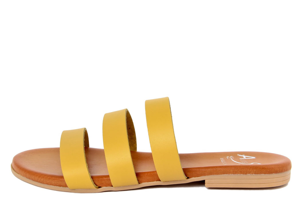 Sandali flat Donna in Pelle Giallo