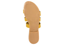 Carica l&#39;immagine nel visualizzatore di Gallery, Sandali flat Donna in Pelle Giallo
