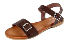 Carica l&#39;immagine nel visualizzatore di Gallery, Sandali flat Donna in Pelle Marrone
