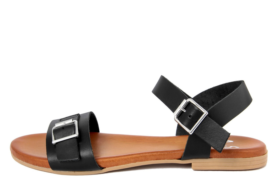 Sandali flat Donna in Pelle Nero