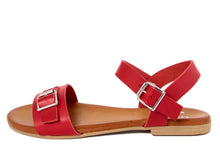 Carica l&#39;immagine nel visualizzatore di Gallery, Sandali flat Donna in Pelle Rosso
