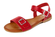 Carica l&#39;immagine nel visualizzatore di Gallery, Sandali flat Donna in Pelle Rosso

