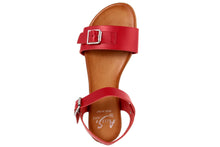 Carica l&#39;immagine nel visualizzatore di Gallery, Sandali flat Donna in Pelle Rosso
