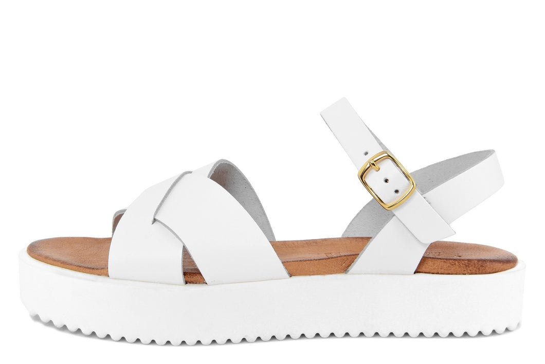 Sandali platform Donna in Pelle Bianco