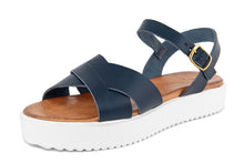 Carica l&#39;immagine nel visualizzatore di Gallery, Sandali platform Donna in Pelle Blu
