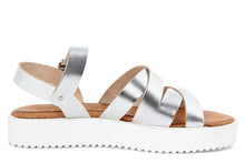 Carica l&#39;immagine nel visualizzatore di Gallery, Sandali platform Donna in Pelle Argentato
