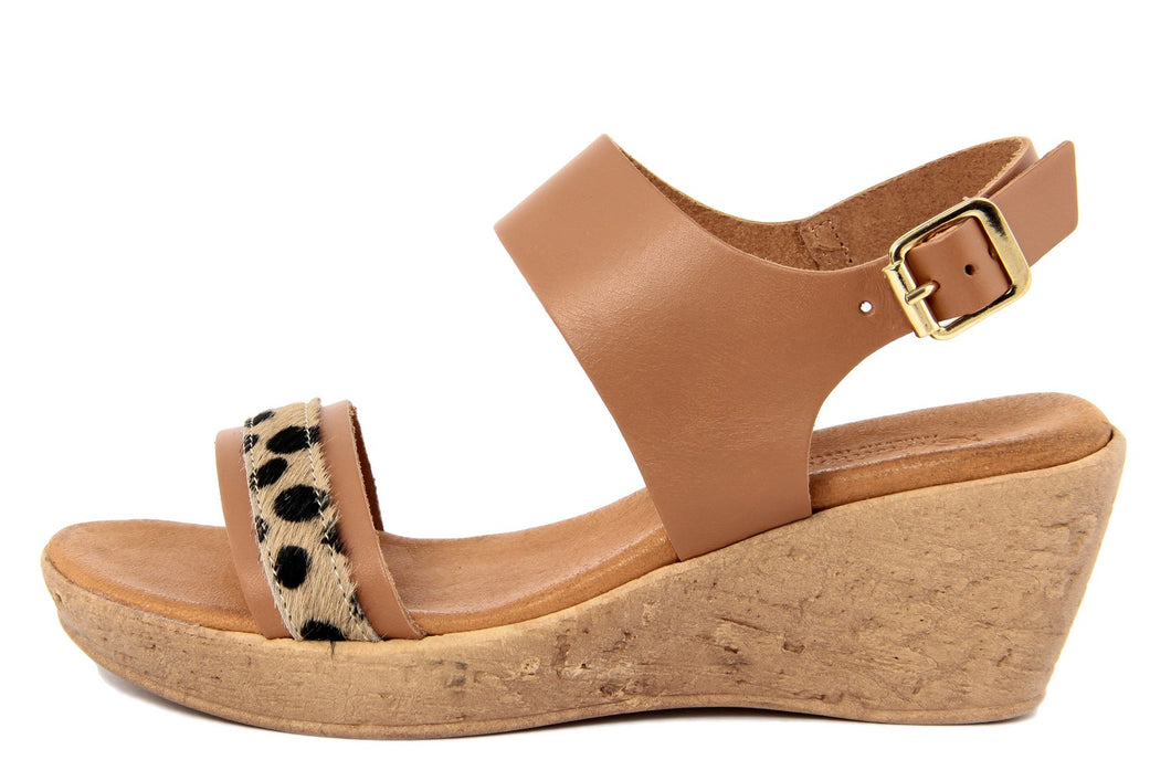 Sandali con zeppa Donna in Pelle Cuoio